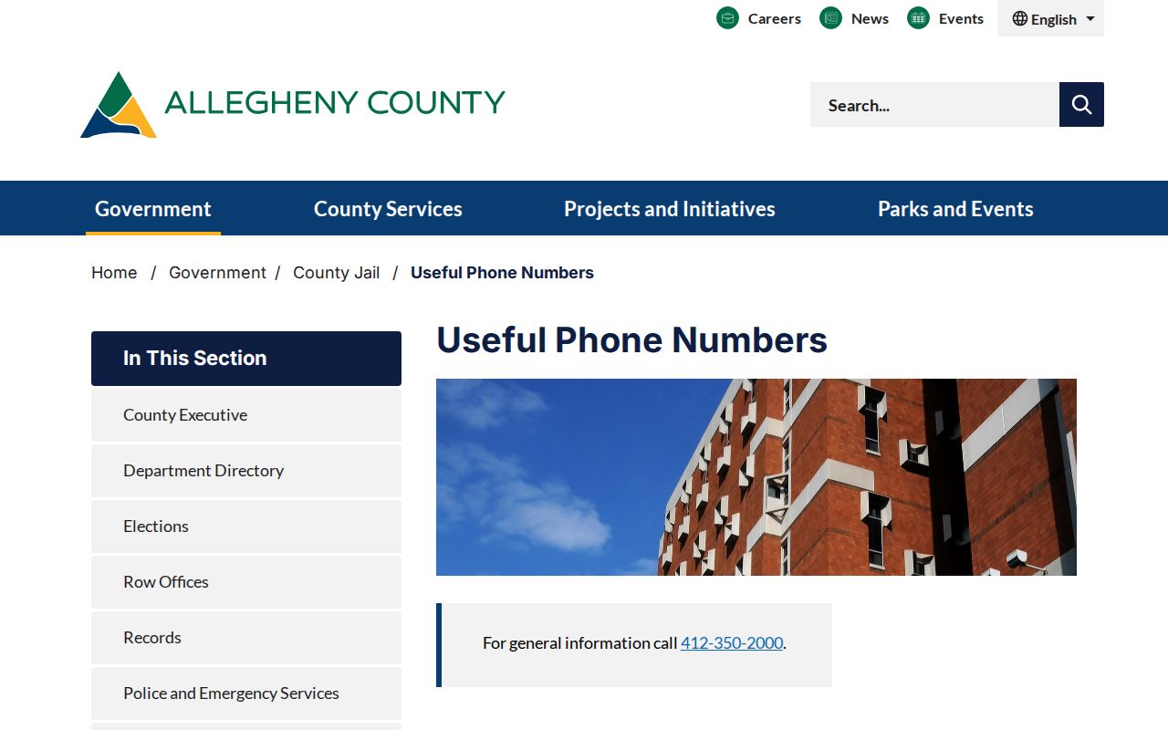 Allegheny County Jail arraignment bail warrant and records phone directory