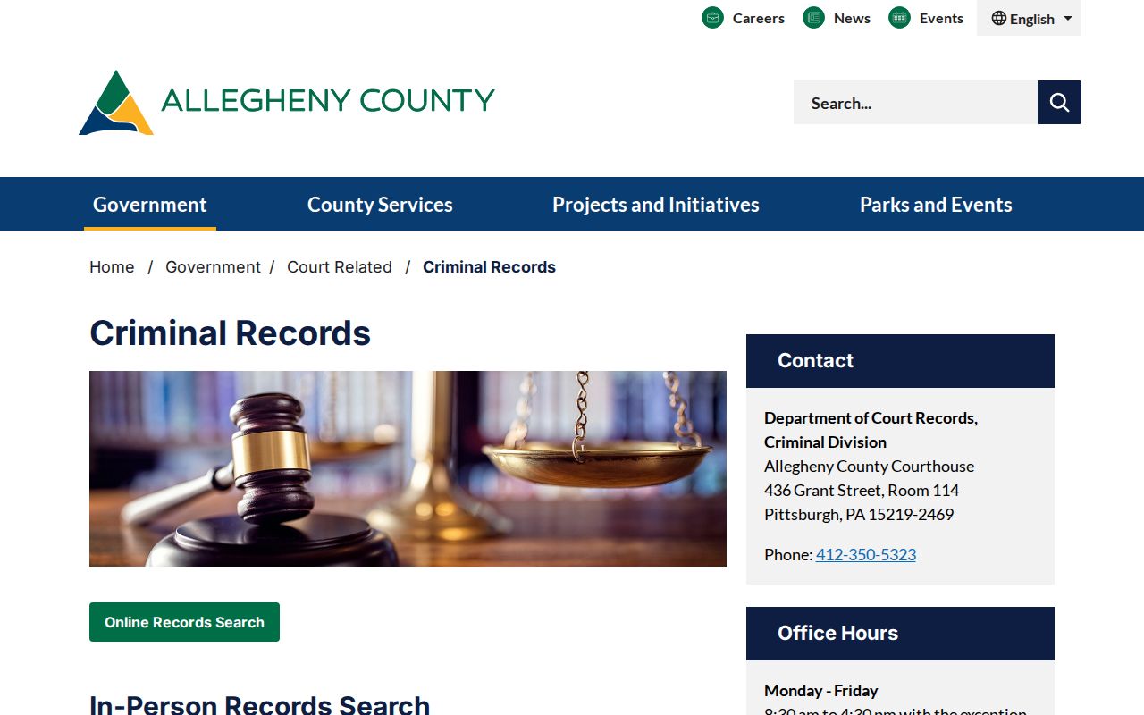 Allegheny County criminal file locations and public terminals