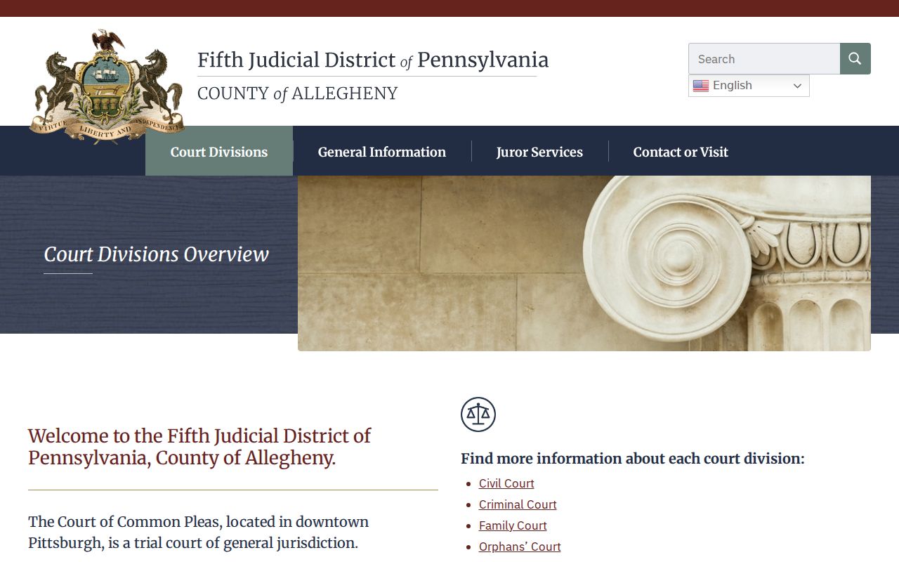 Allegheny County Fifth Judicial District criminal court structure