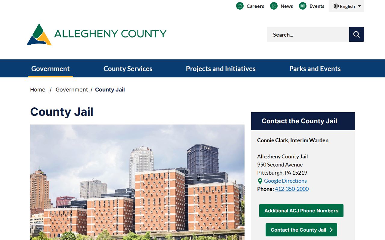 Allegheny County Jail official criminal custody information hub