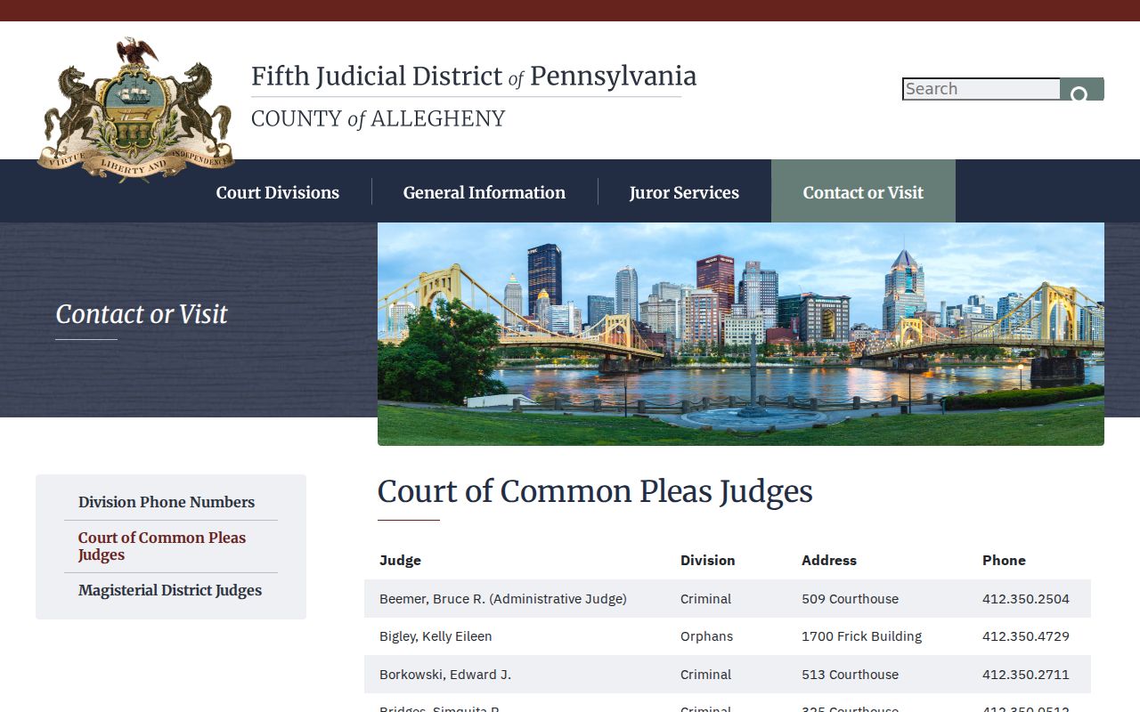 Allegheny County Common Pleas judges connected to post-arrest court cases