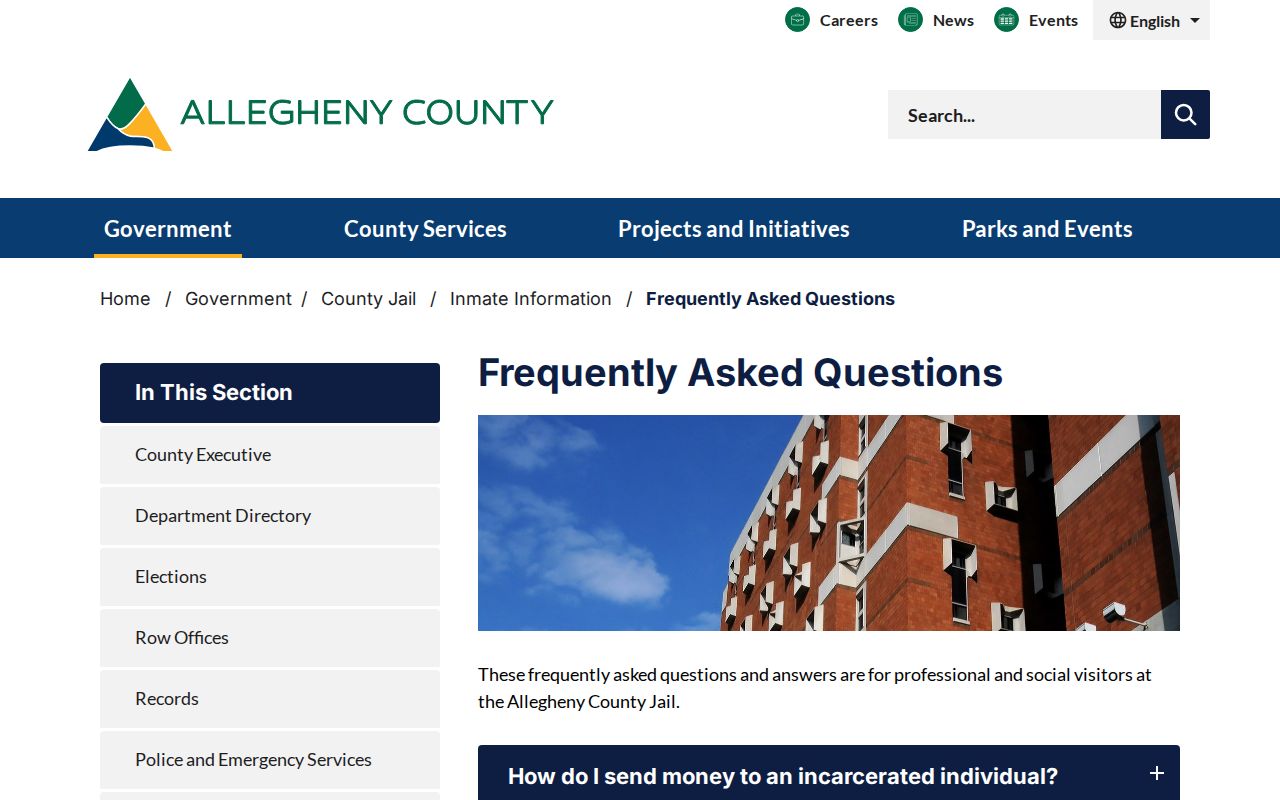 Allegheny County arrest booking and custody phone information