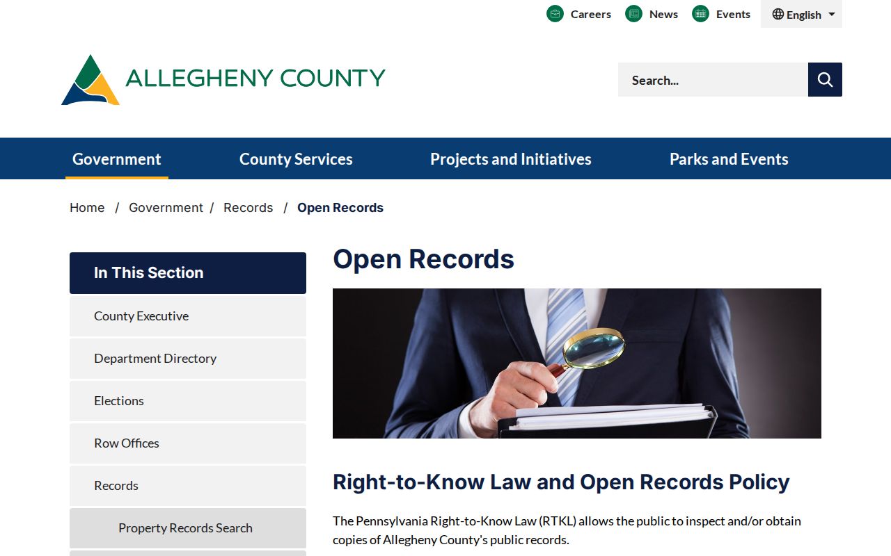 Allegheny County open records request routing hub