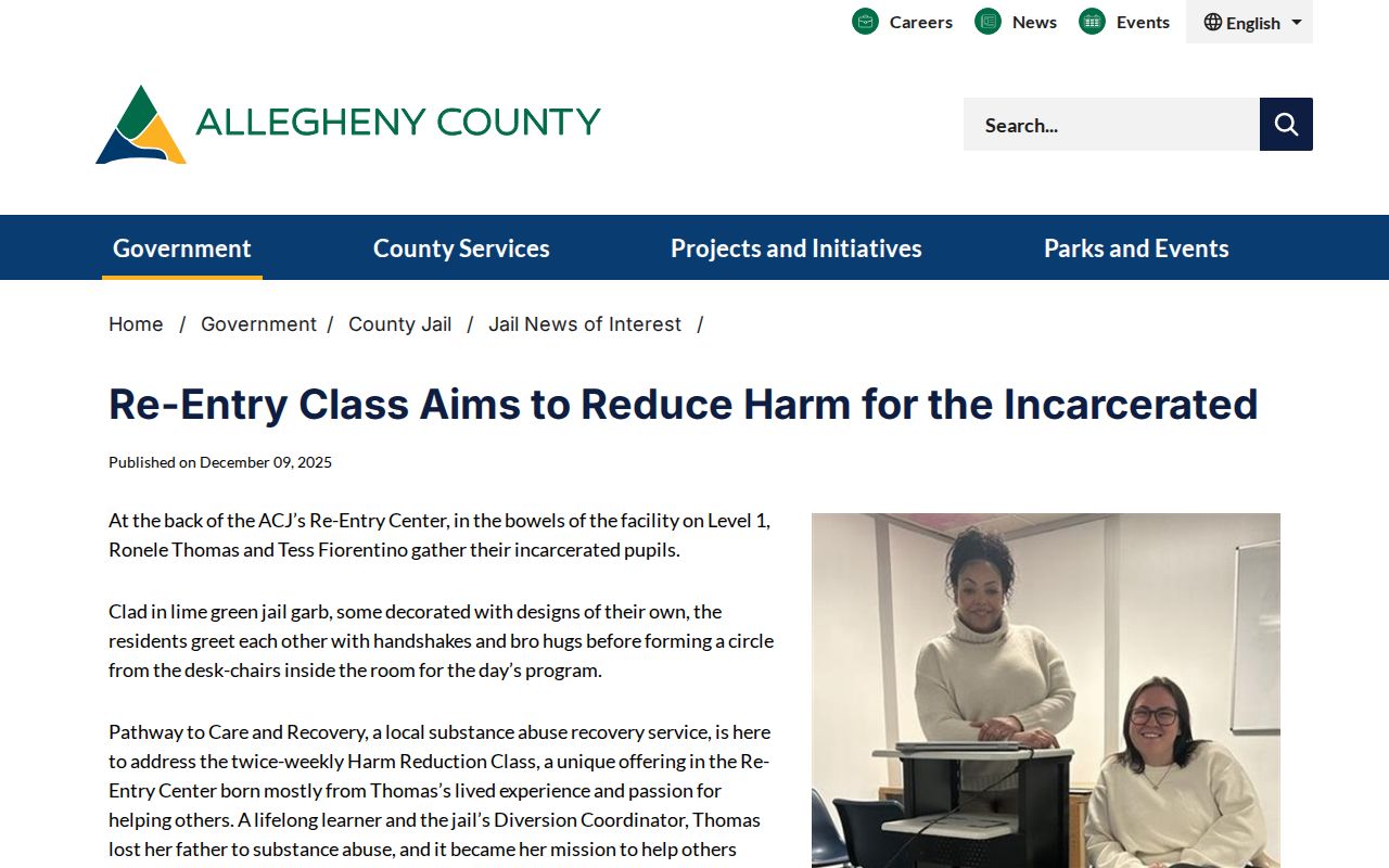 Allegheny County Pathway to Care and Recovery re-entry class