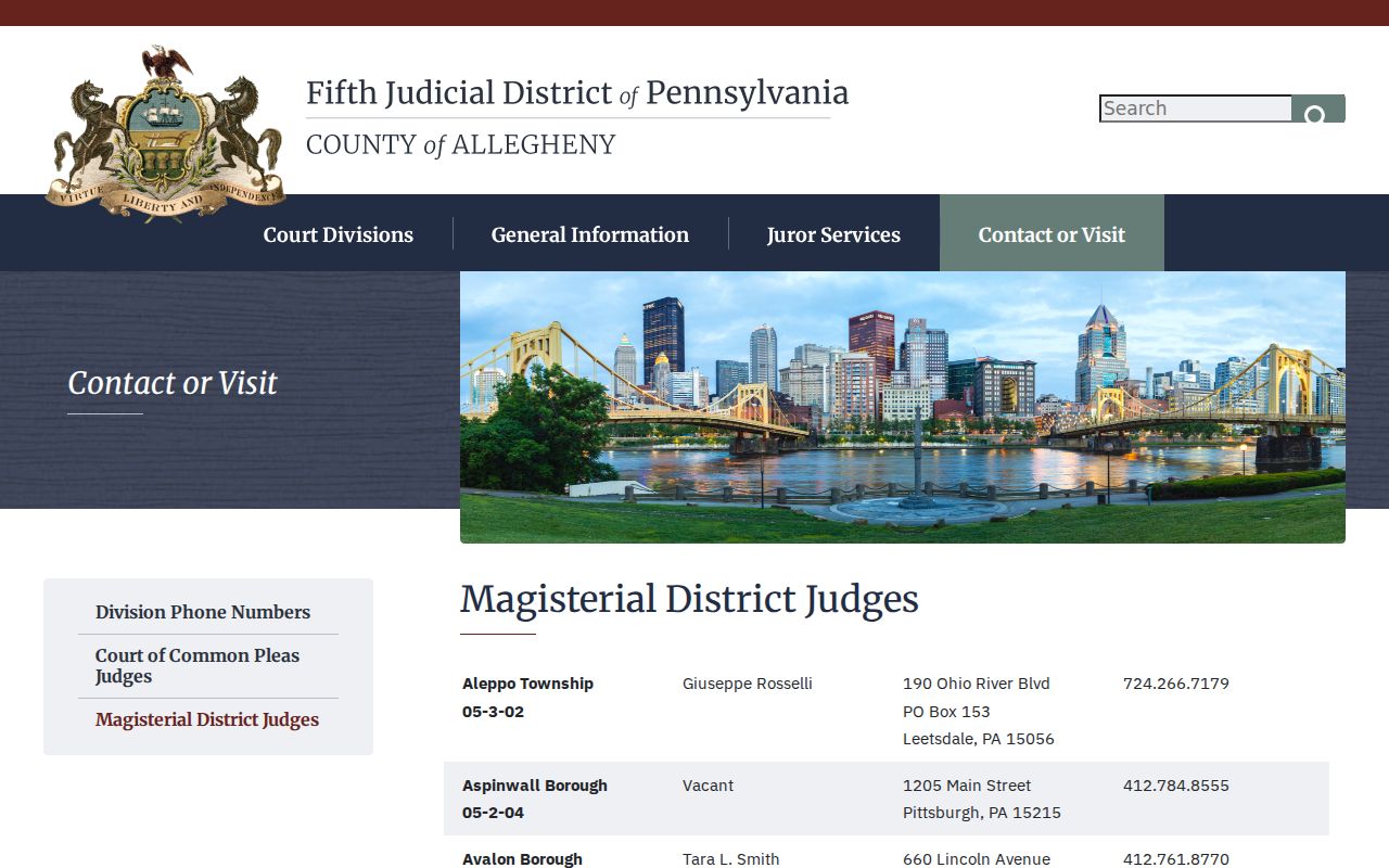 Magisterial District 05-3-09 contact listing for Clairton criminal records
